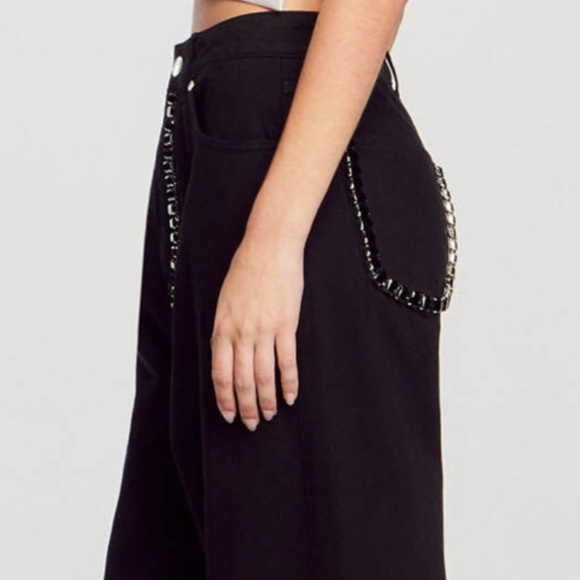 SANDRO embellished sz 36 black jeans - Picture 7 of 16